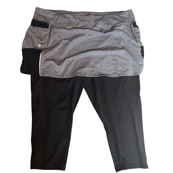 Athleta Be Free 2 in 1 Athletic Skirt Crop Leggings.  Grey.  Women's Size 2X - Picture 1 of 8